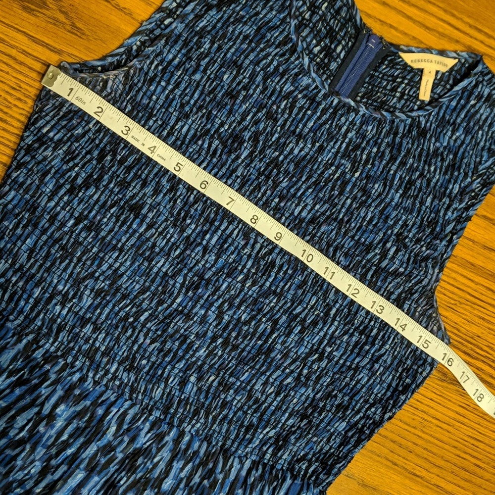 Rebecca Taylor Batik Mirage Ruched Dress 4 Blue - Picture 6 of 8